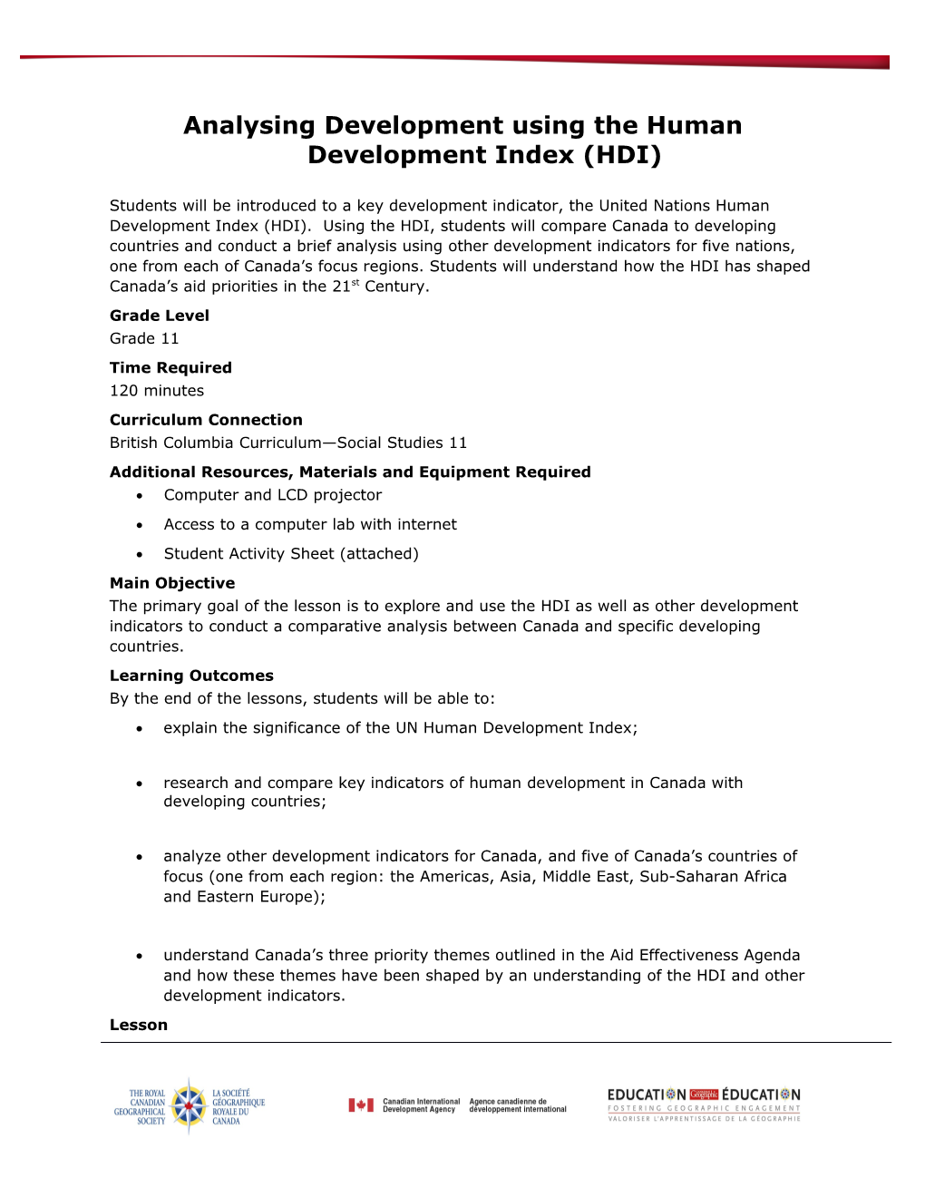 Analysing Development Using the Human Development Index (HDI)