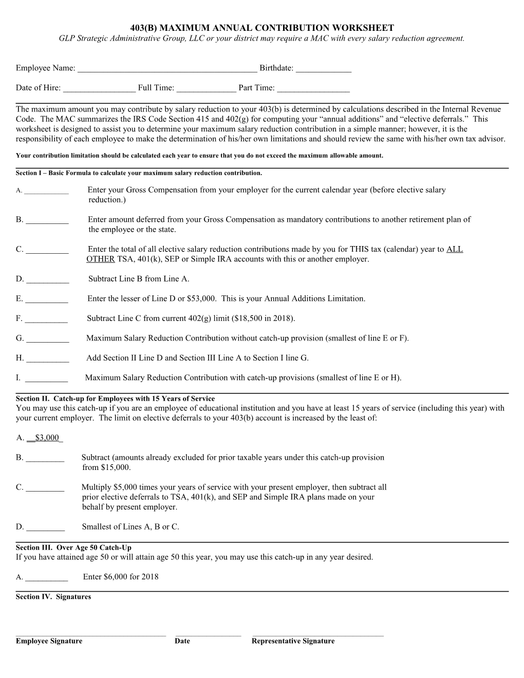 403(B) Maximum Annual Contribution Worksheet