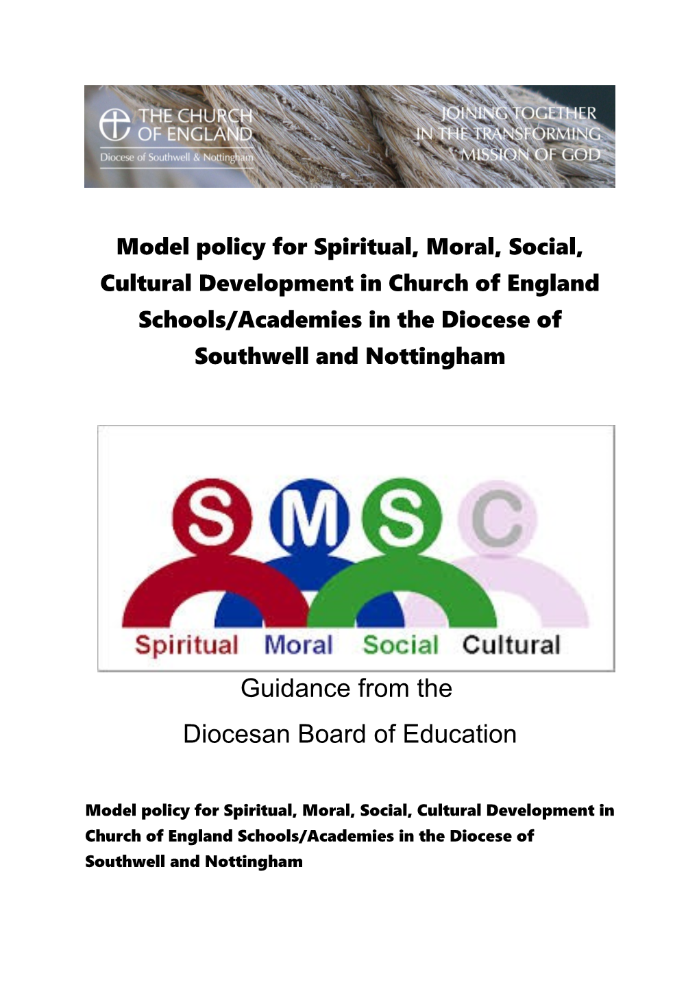 Model Policy for Spiritual, Moral, Social, Cultural Development in Church of England