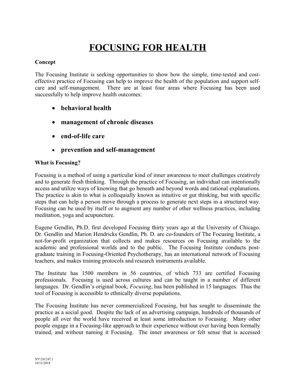 Focusing for Health