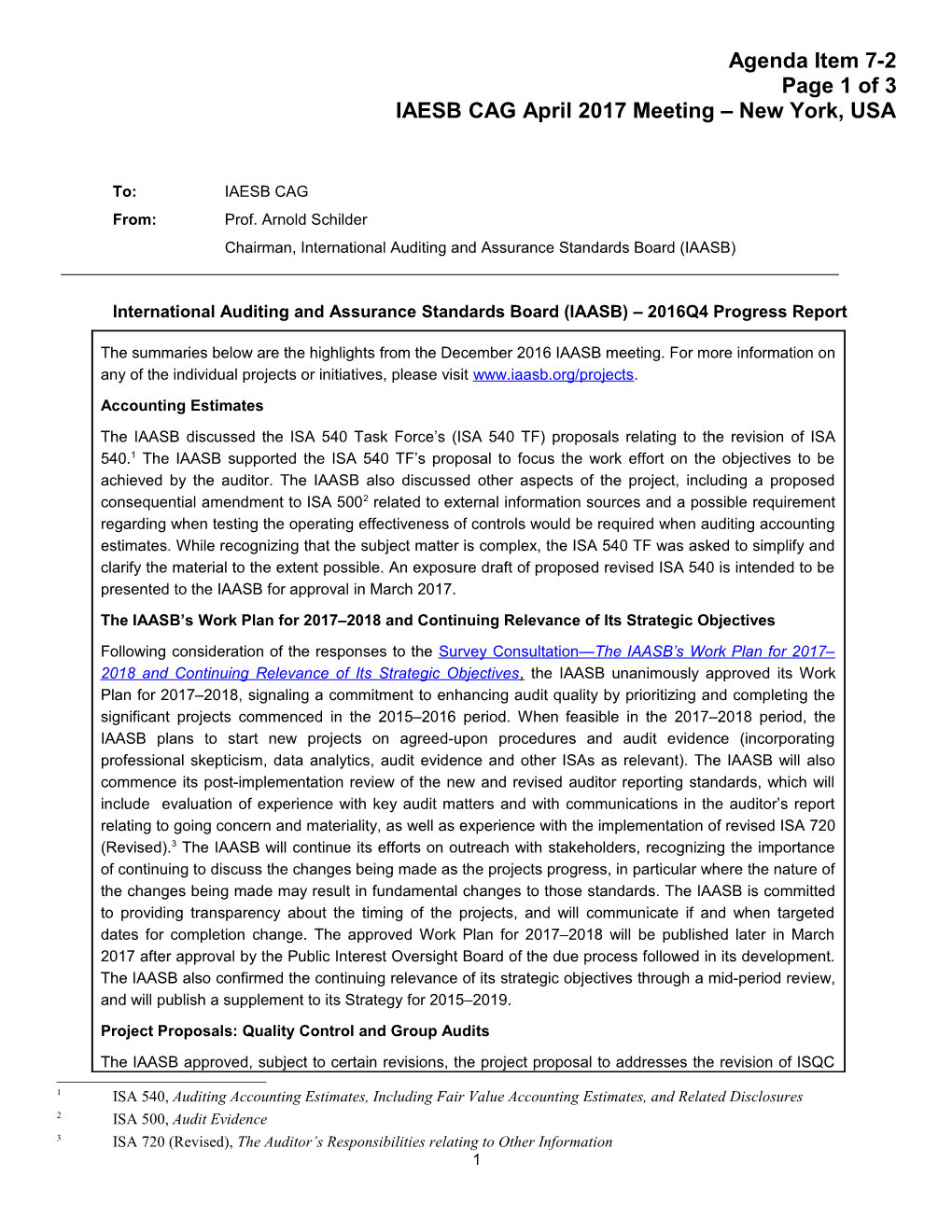 International Auditing and Assurance Standards Board 2Th Quarter 2010 Report