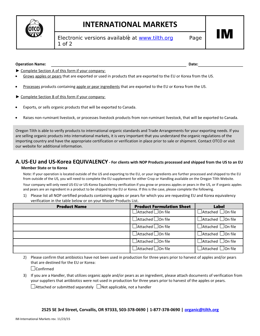 Complete Section a of This Form If Your Company