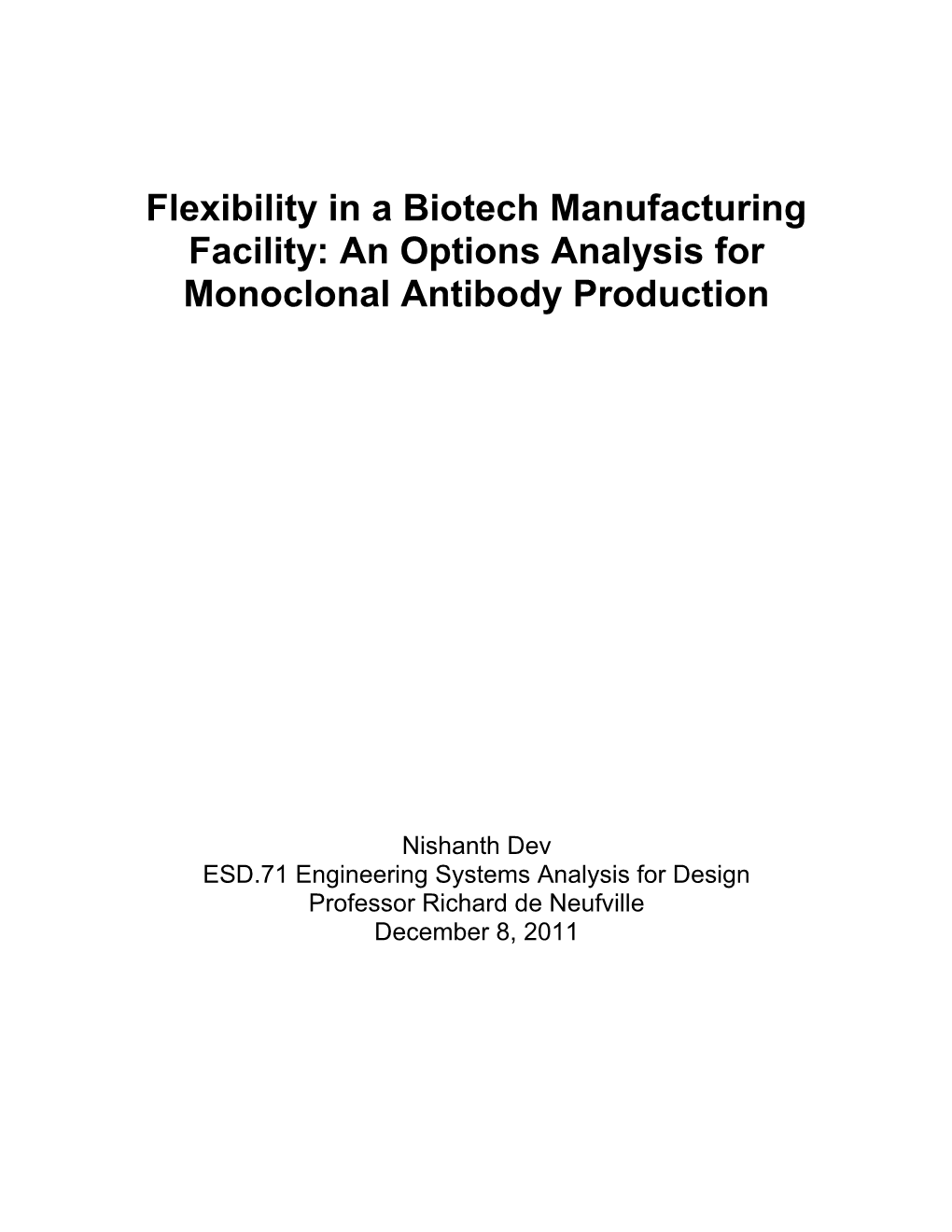 Flexibility in a Biotech Manufacturing Facility: an Options Analysis for Monoclonal Antibody