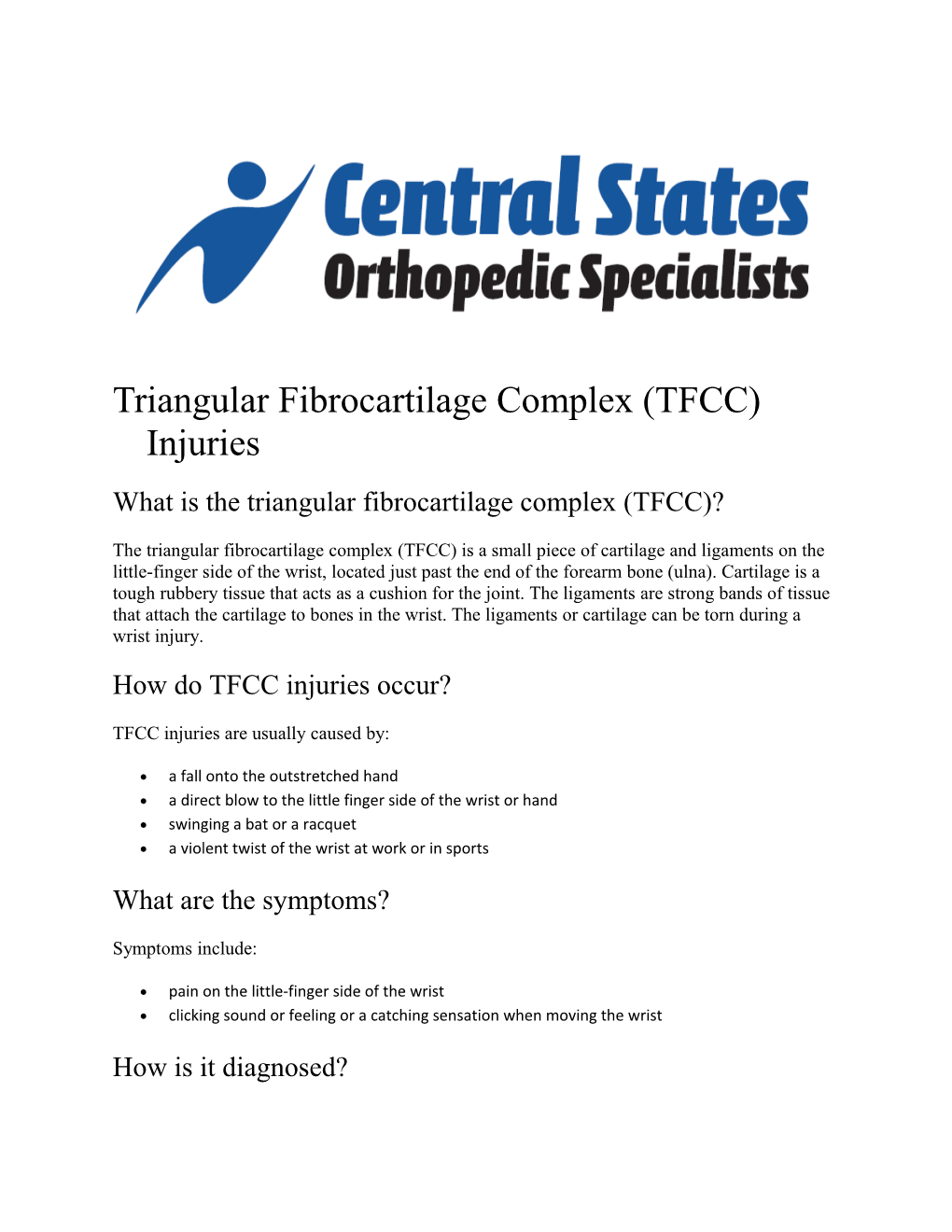 Triangular Fibrocartilage Complex (TFCC) Injuries