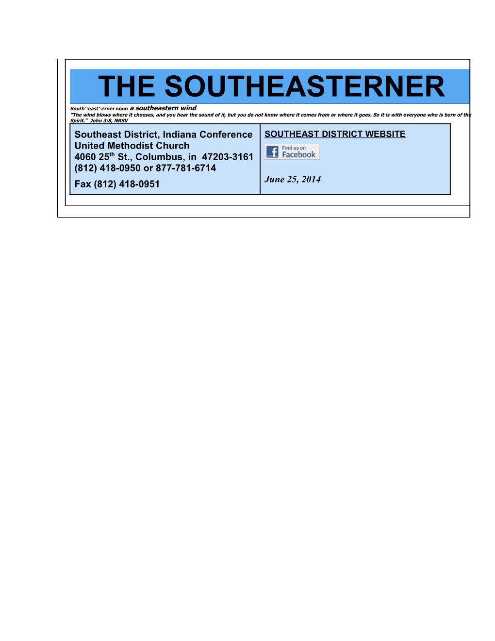 Appointment Changes in the Southeast District