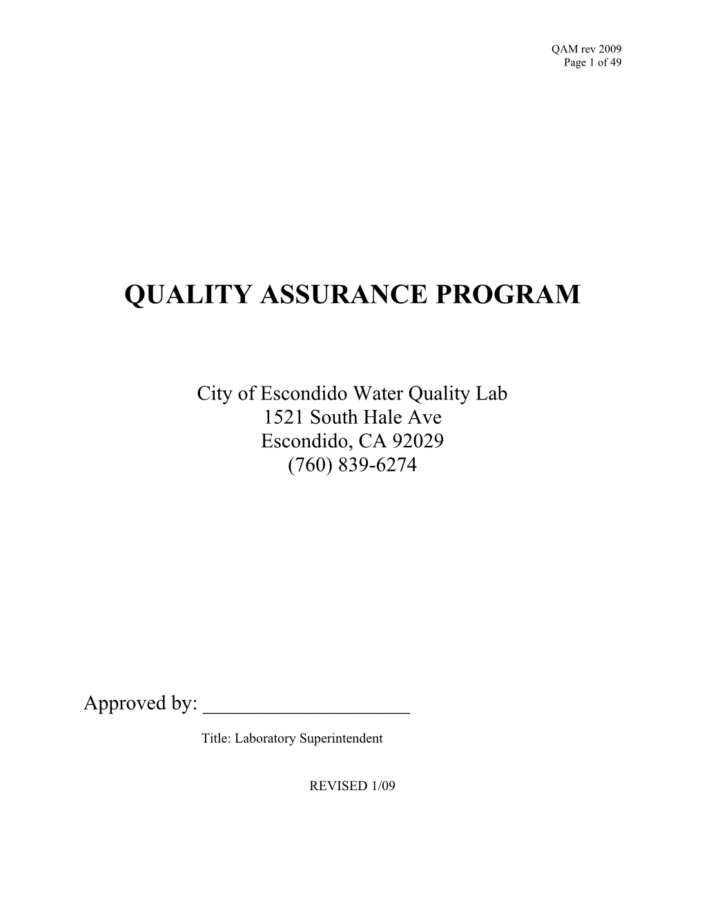 Qualityassurance Program