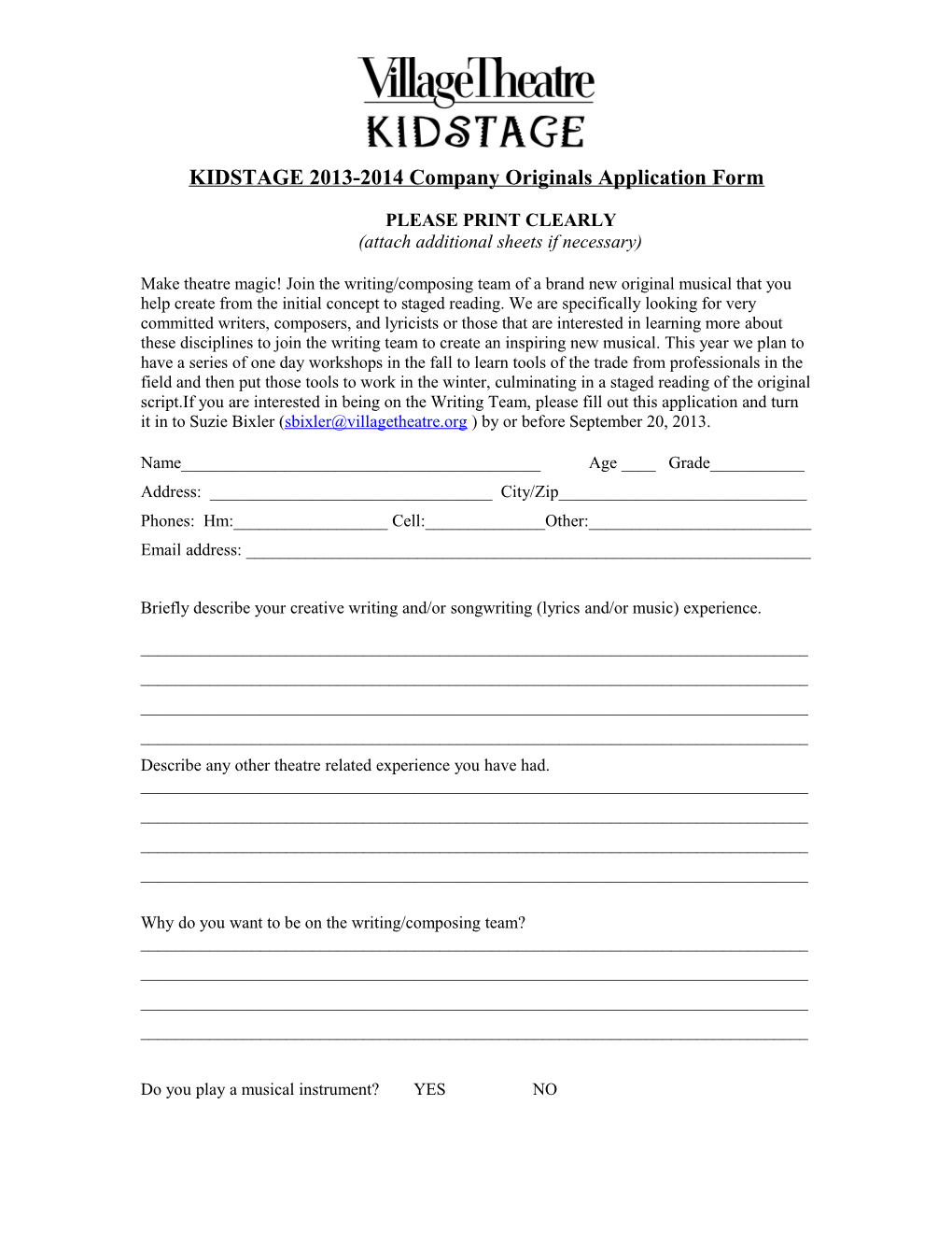 KIDSTAGE Summer Auditions
