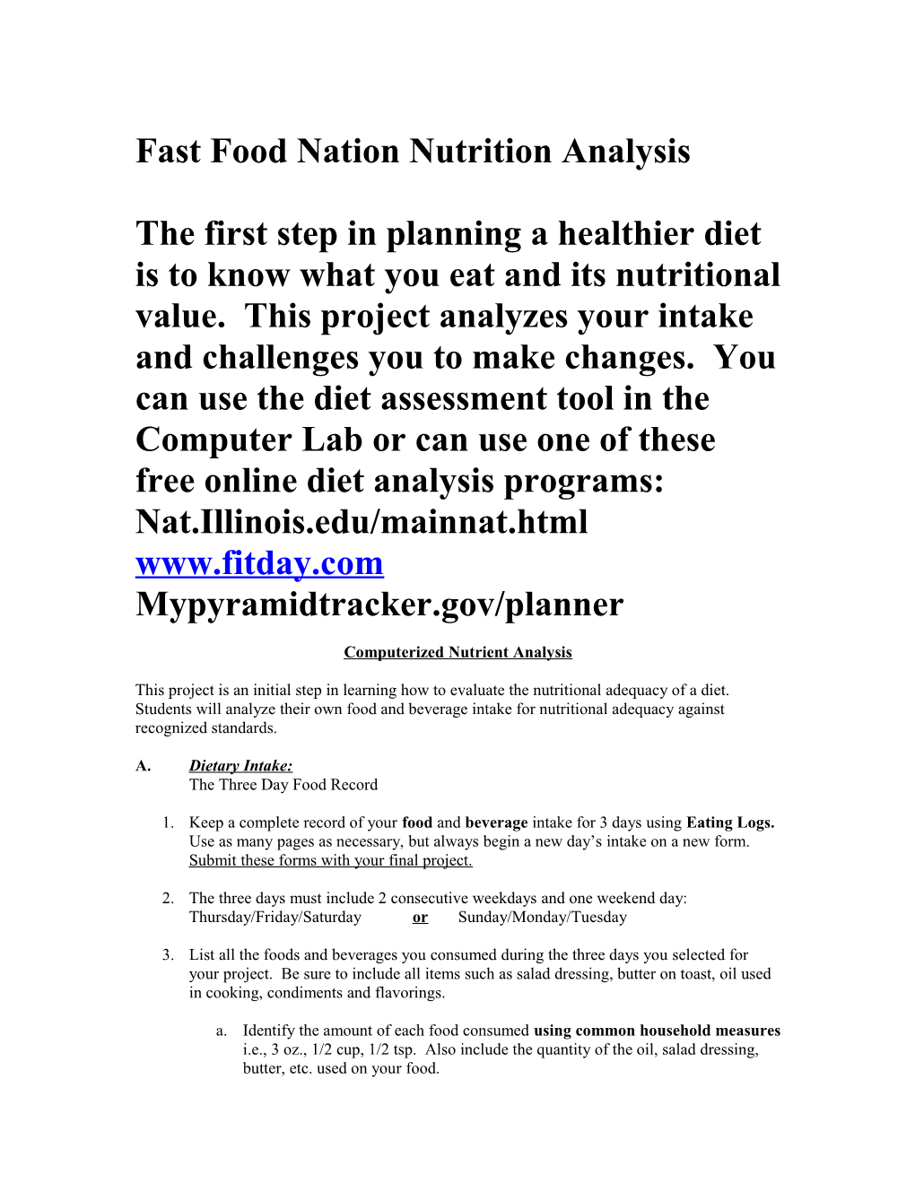 Fast Food Nation Nutrition Analysis