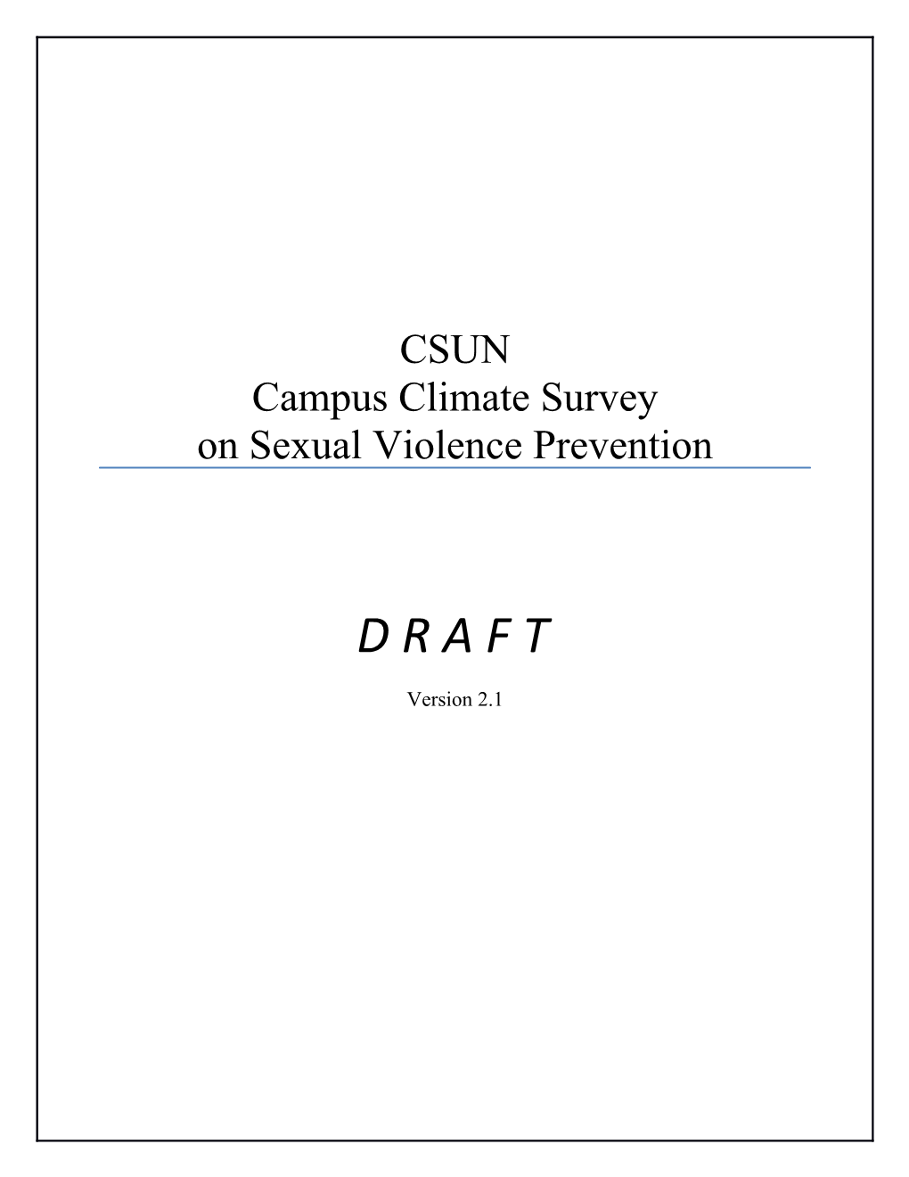 CSUN Campus Climate Survey on Sexual Violence Prevention