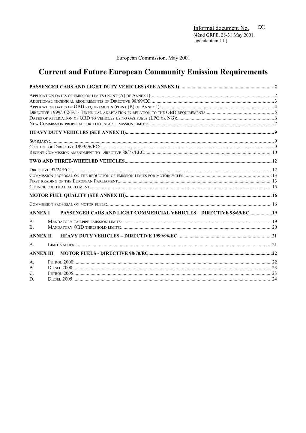Future European Community Emission Requirements