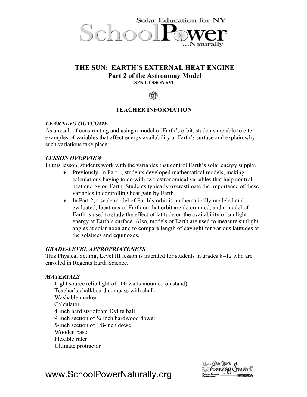 The Sun: Earth's External Heat Engine SPN#33