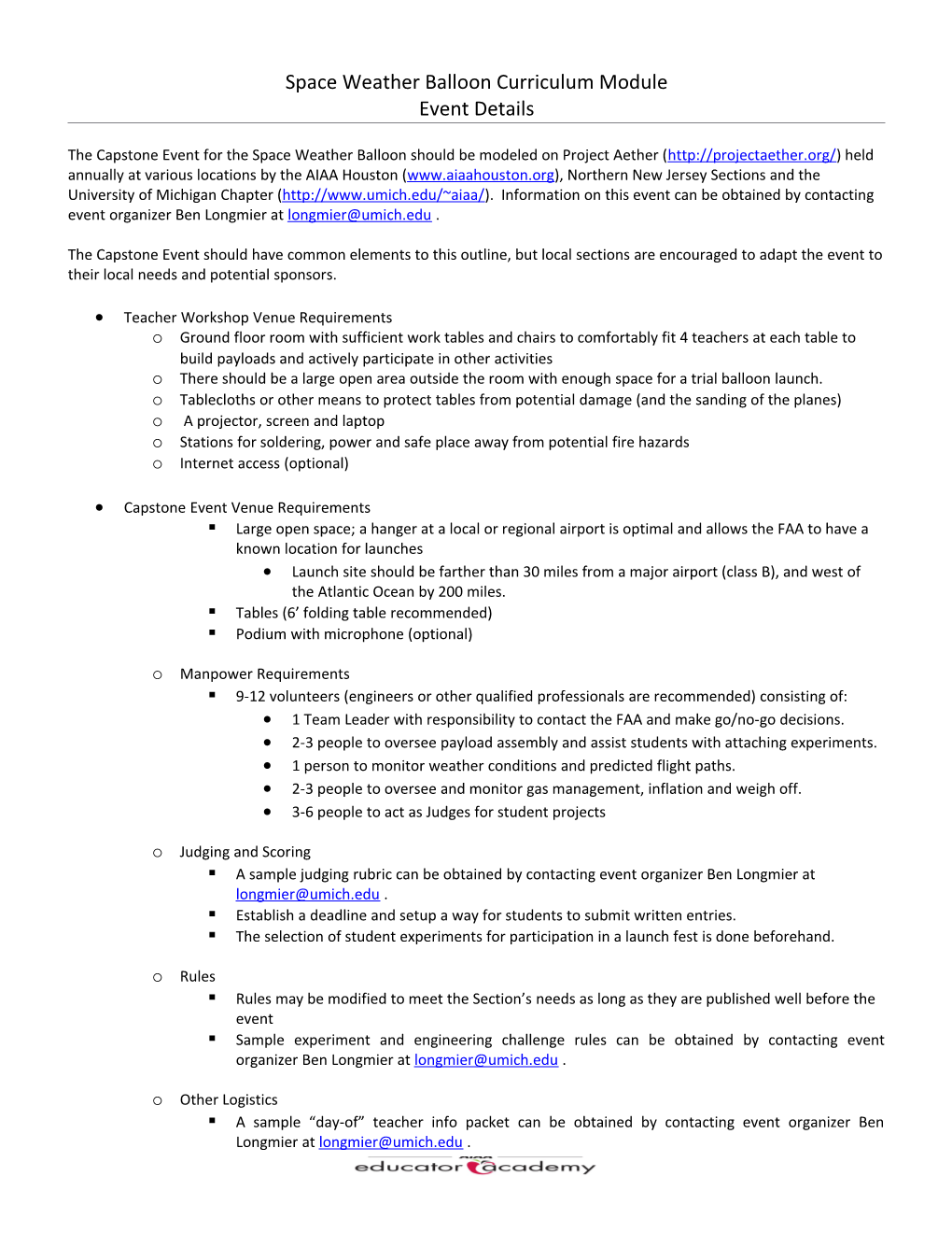 Space Weather Balloon Curriculum Module