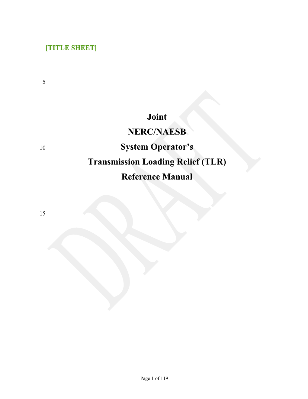 Transmission Loading Relief (TLR)