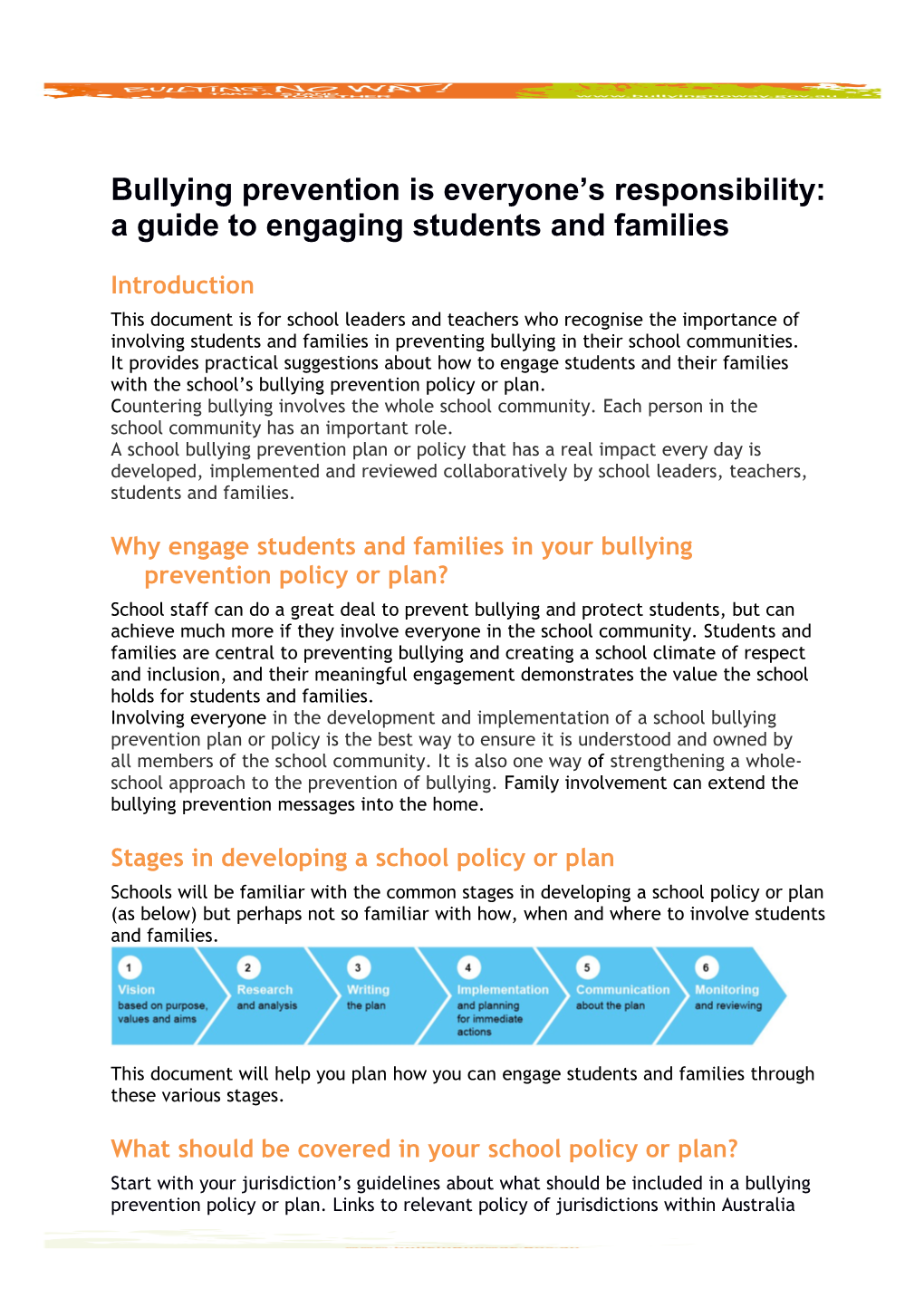 Bullying Prevention Is Everyone S Responsibility: a Guide to Engaging Students and Families