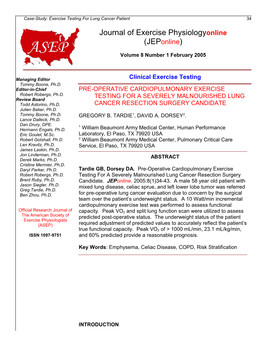 Case-Study: Exercise Testing for Lung Cancer Patient