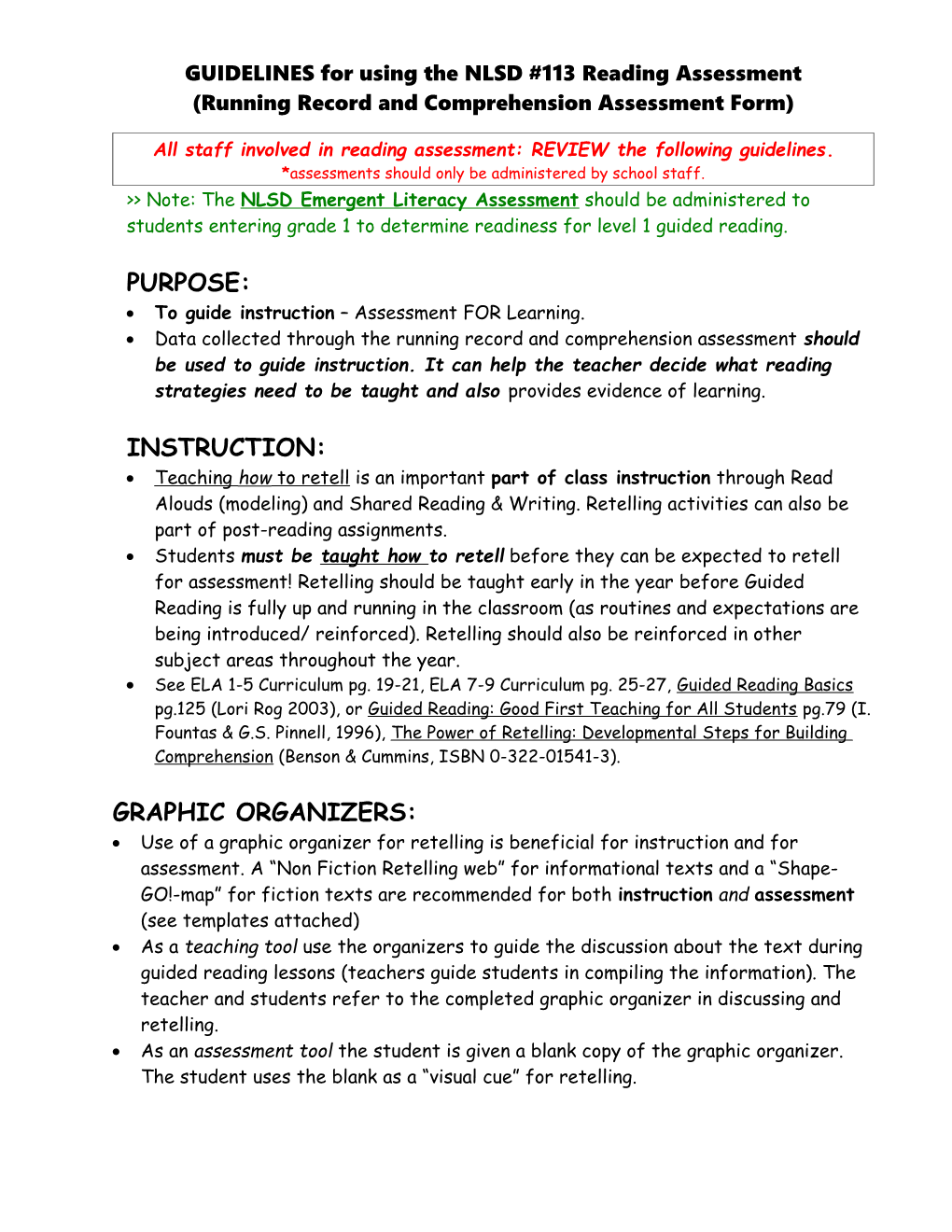 NLSD#113 Reading Assessment