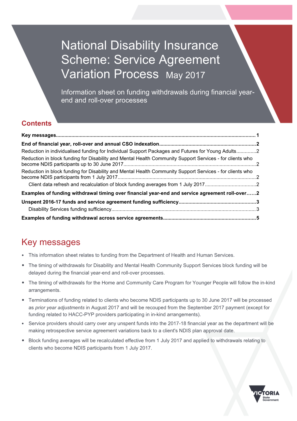 NDIS Service Agreement Variation Process Info Sheet on Year End Rollover May 2017