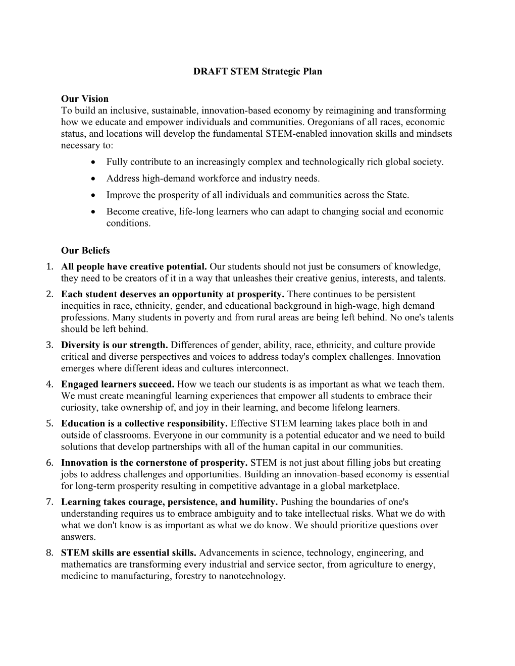 DRAFT STEM Strategic Plan