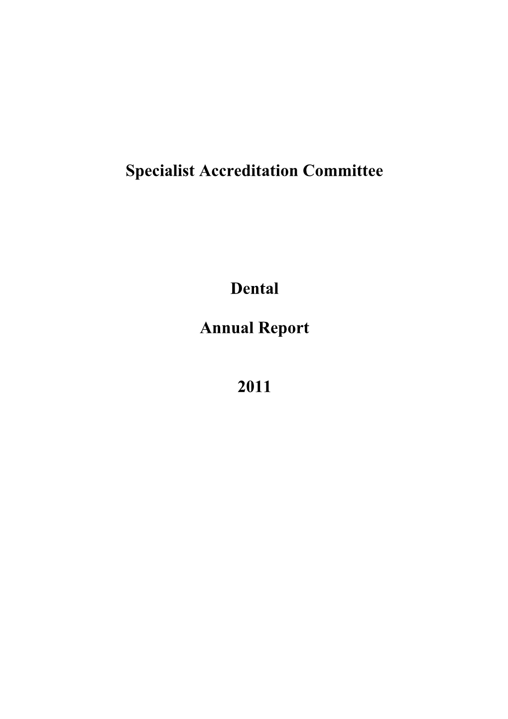 Specialist Accreditation Committee