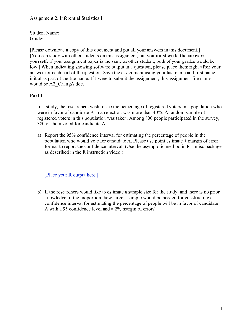 Assignment 2, Inferential Statistics I