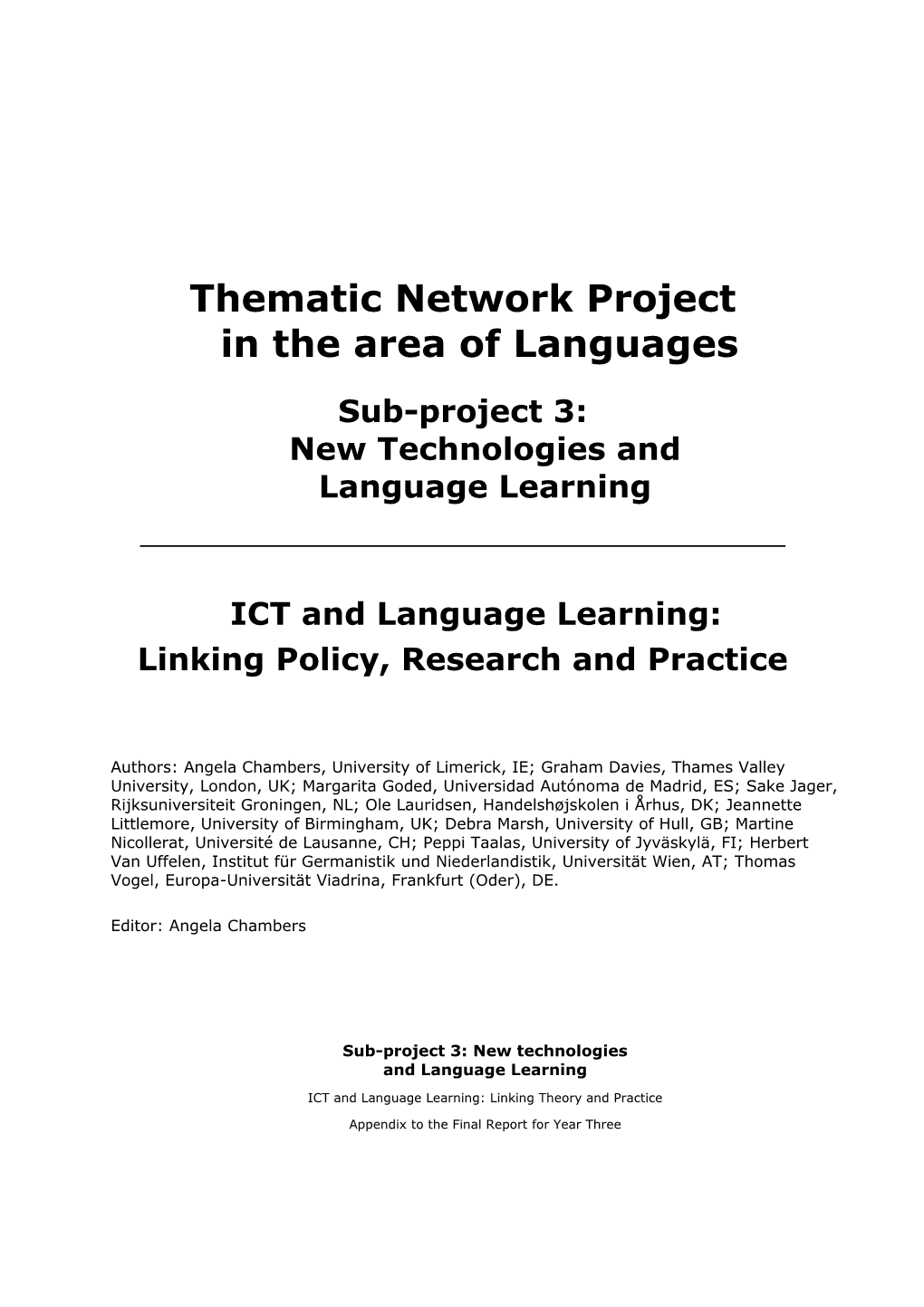 Thematic Network Project