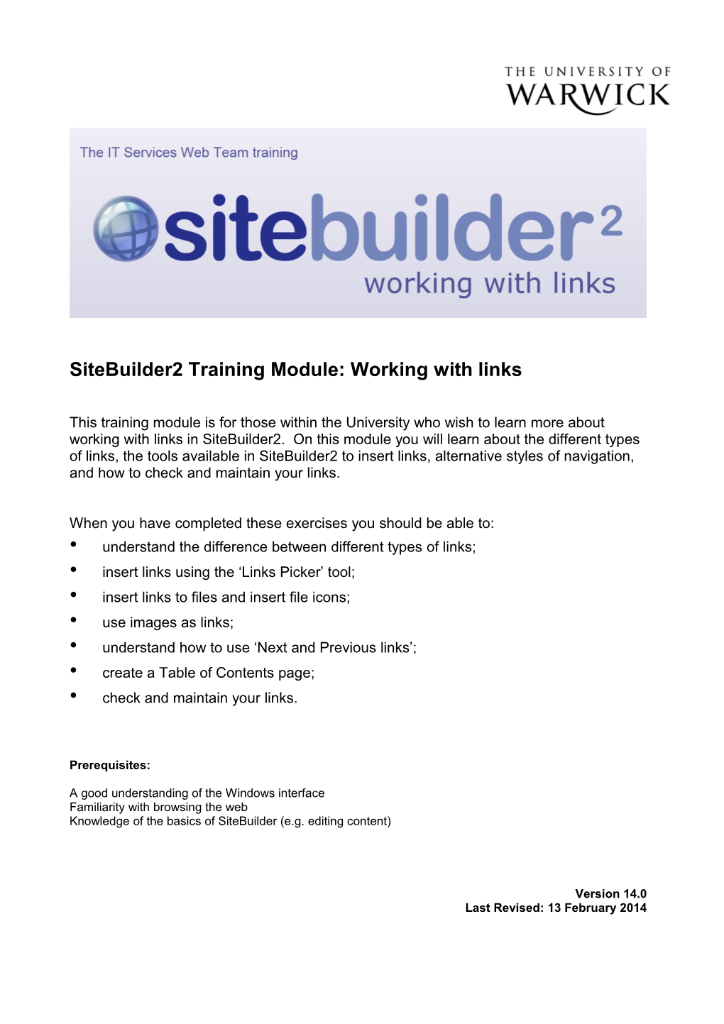 Sitebuilder2 Training Module: Working with Links