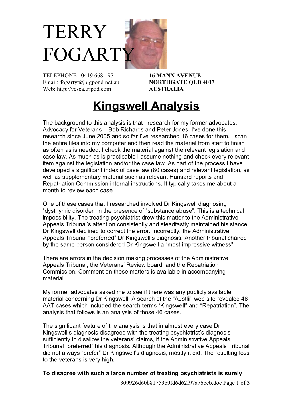 Kingswell Analysis
