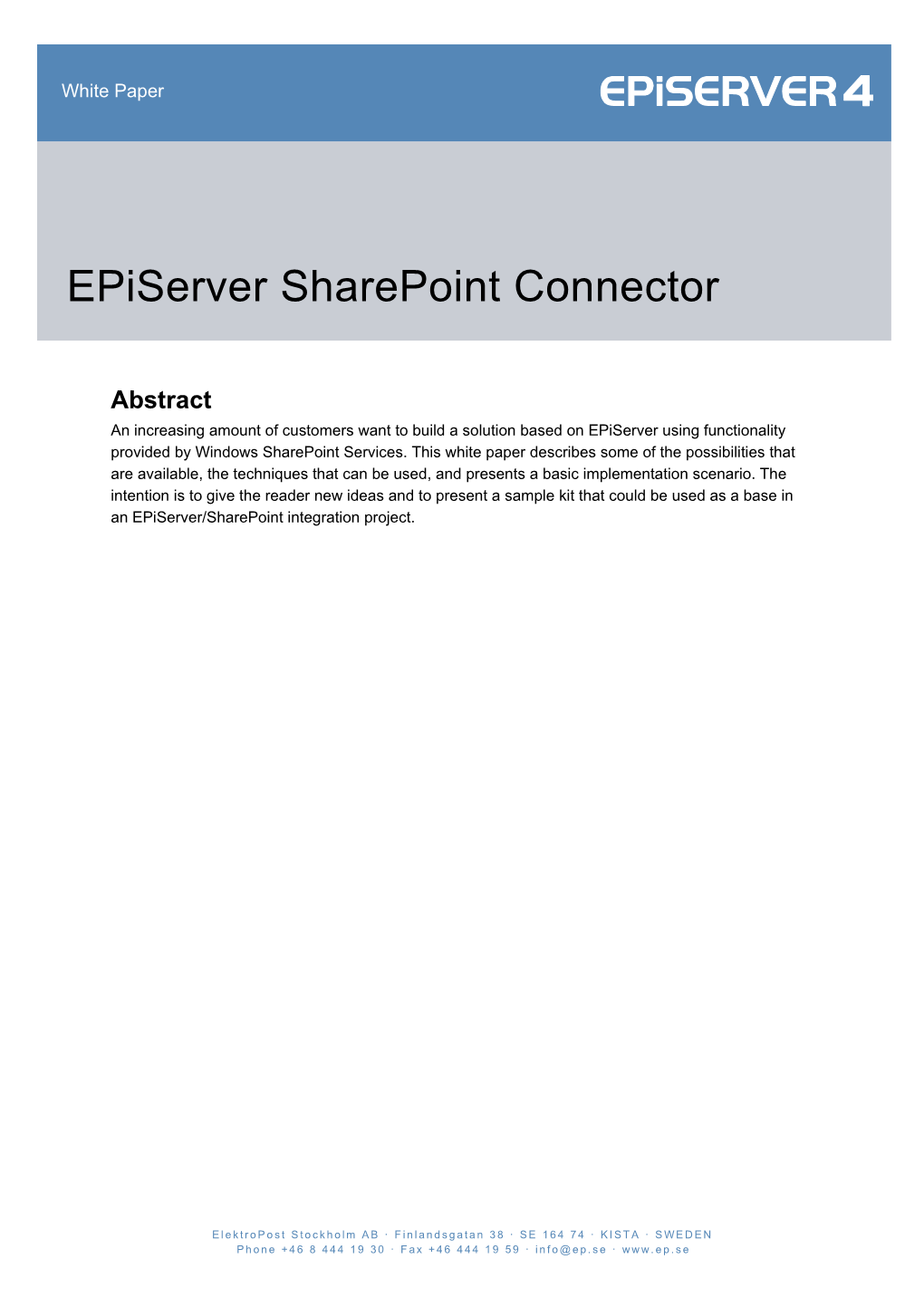 Building Solutions on Episerver and Sharepoint