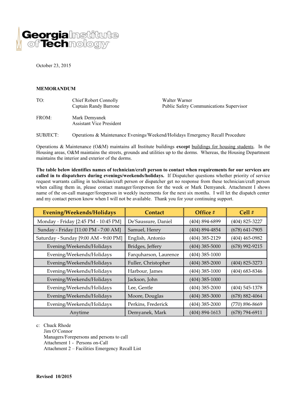 Craft Recall List