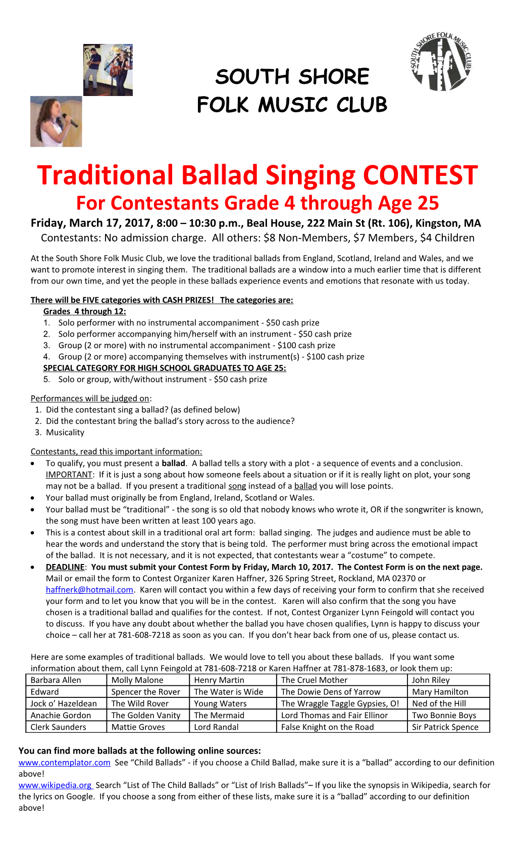 Traditional Ballad Singing Contest