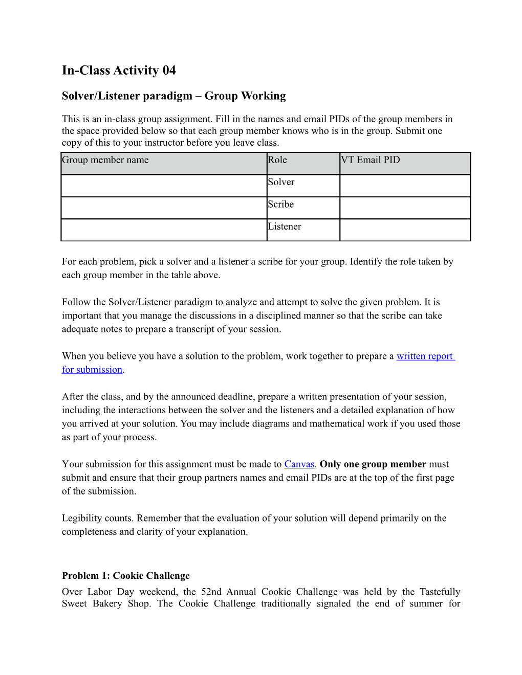 Solver/Listener Paradigm Group Working