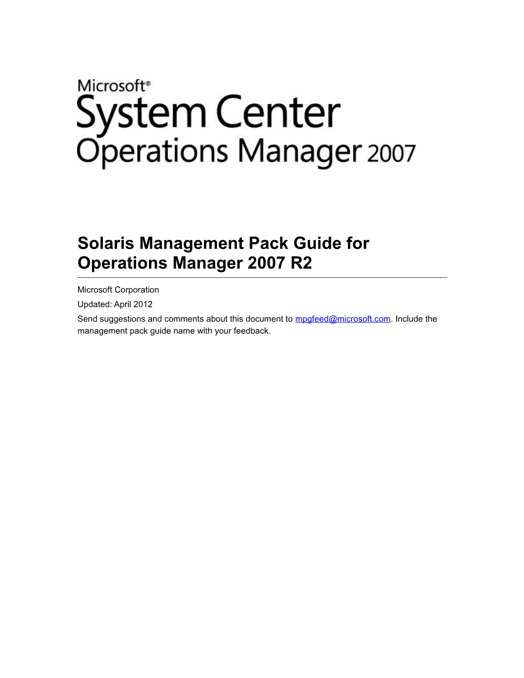 Solaris Management Pack Guide for Operations Manager 2007 R2