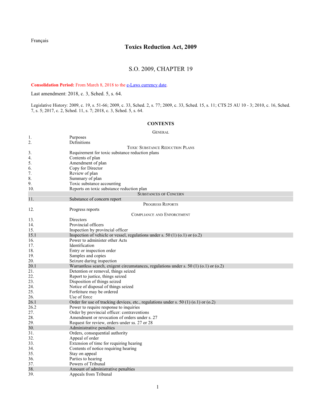 Toxics Reduction Act, 2009, S.O. 2009, C. 19