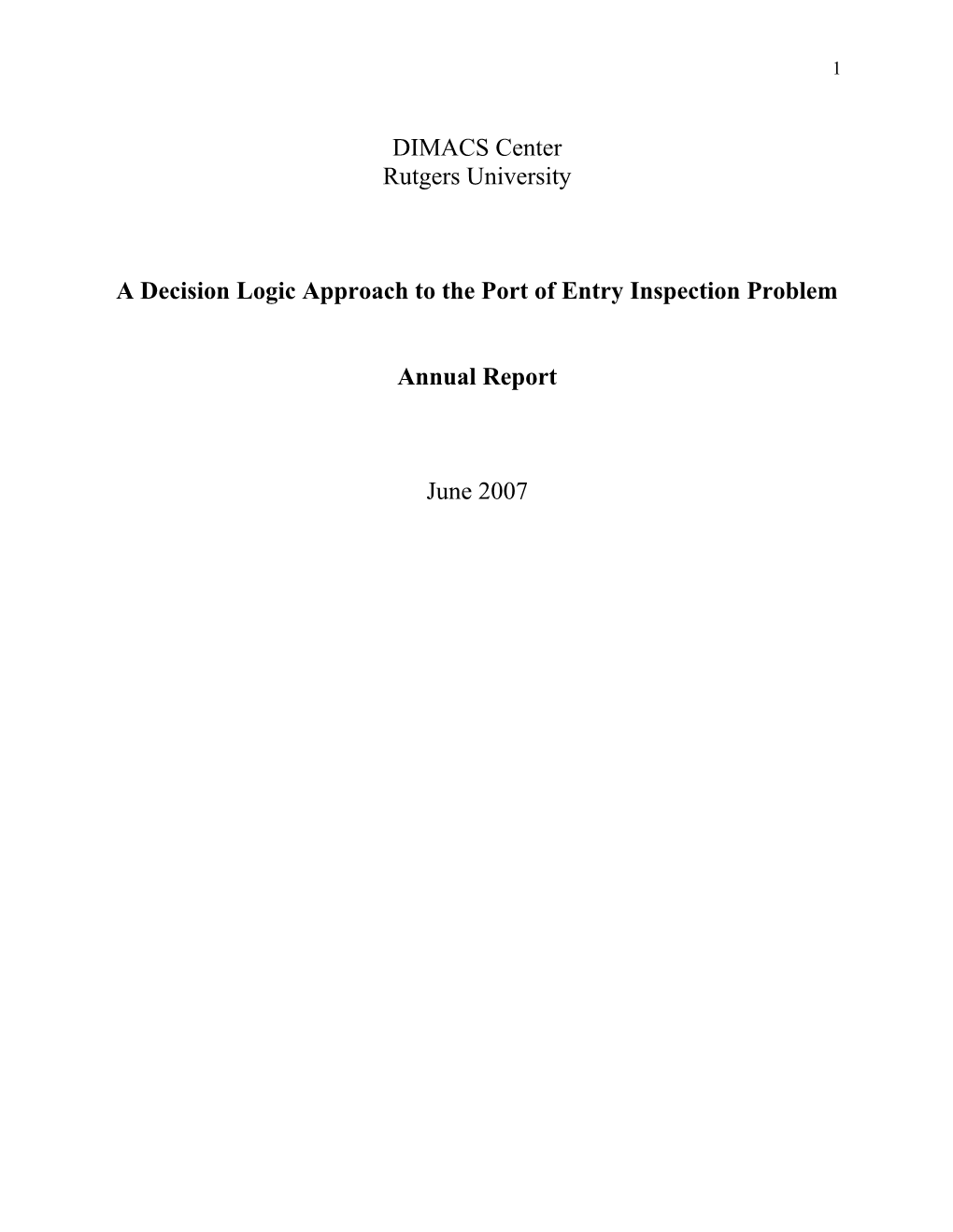 A Decision Logic Approach to the Port of Entry Inspection Problem