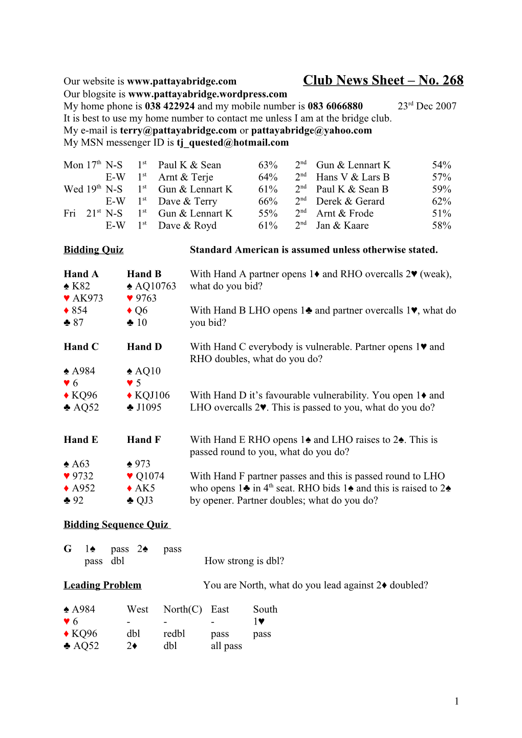 Our Website Is Club News Sheet No. 268