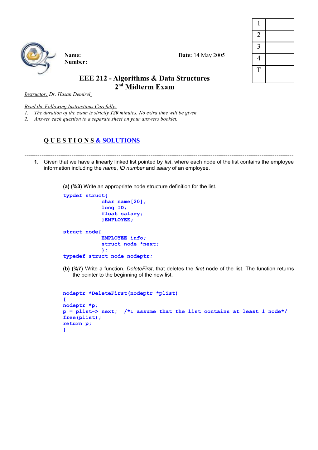 EEE 212 -Algorithms & Data Structures