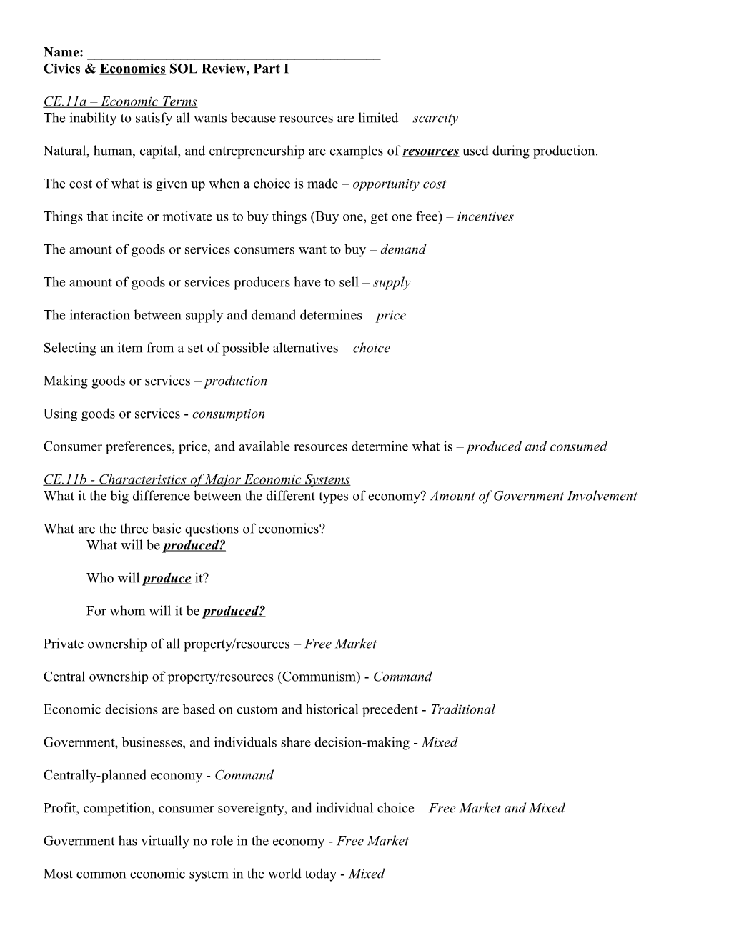 Civicseconomics SOL Review, Part I