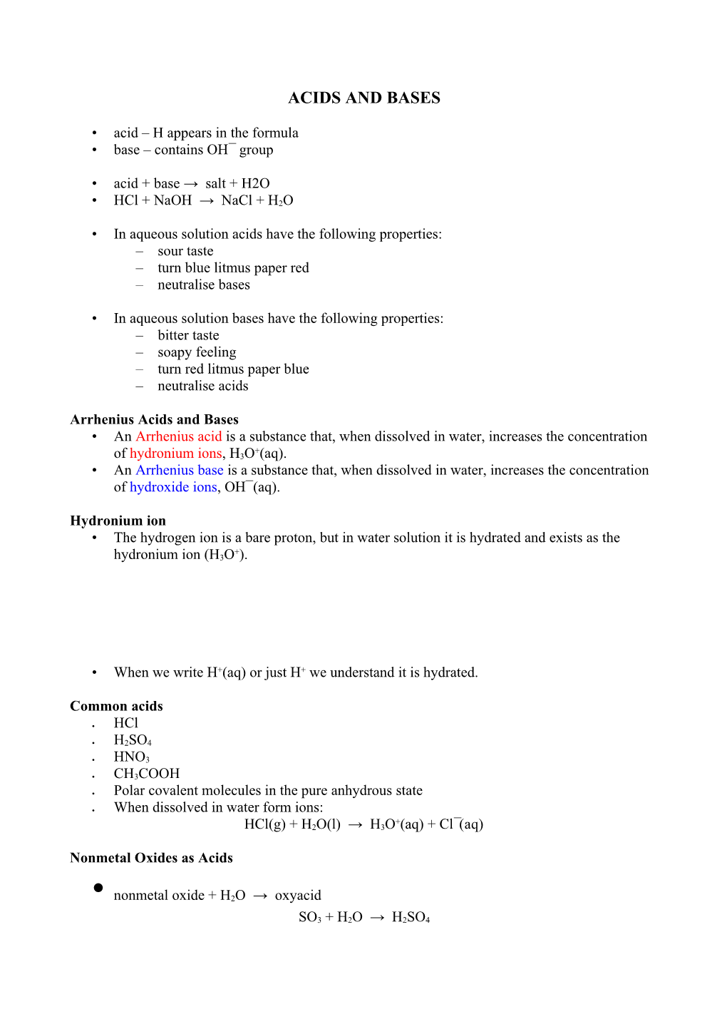 Ionization of Water