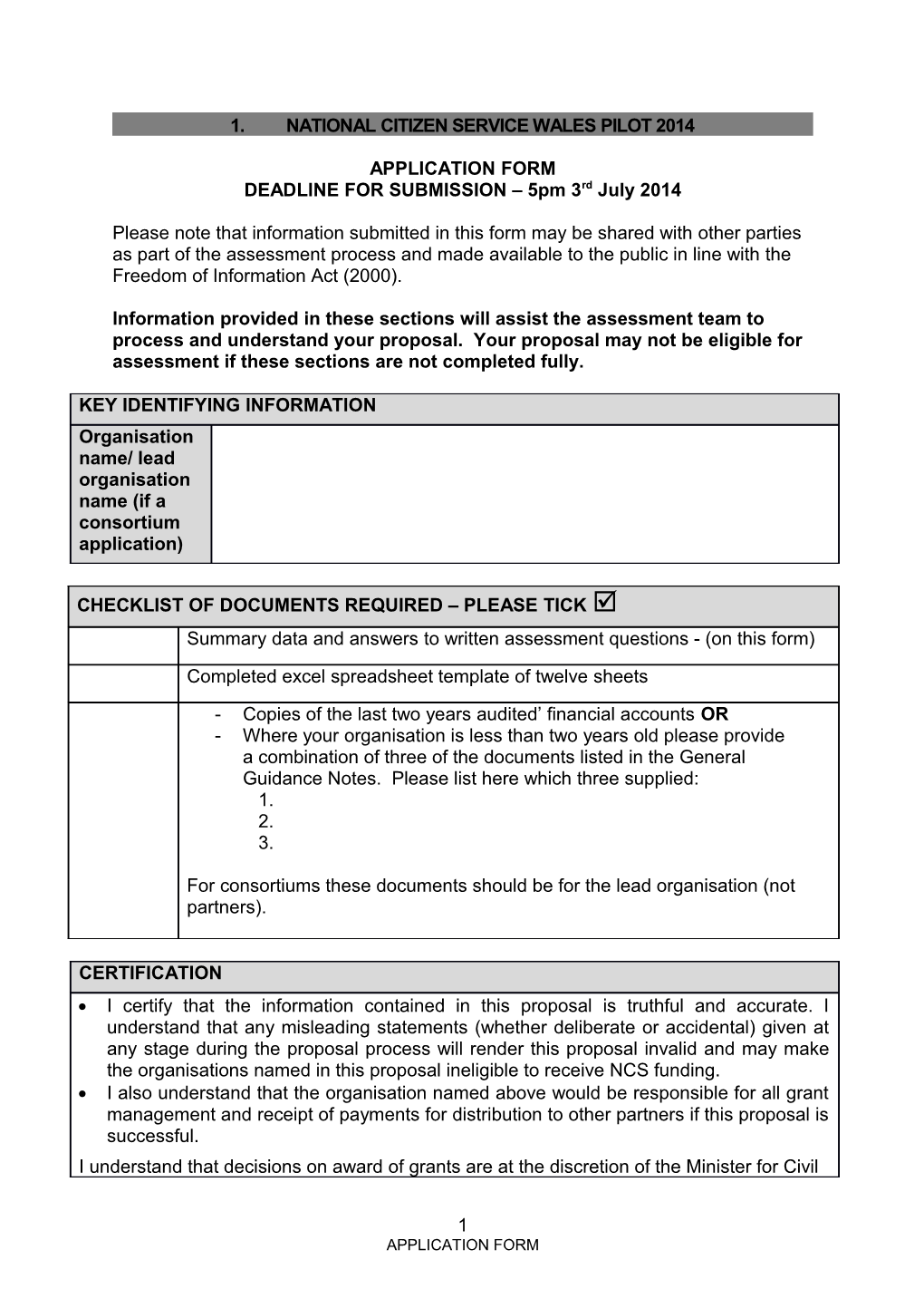 National Citizen Service 2012 Pilot Commissioning Process