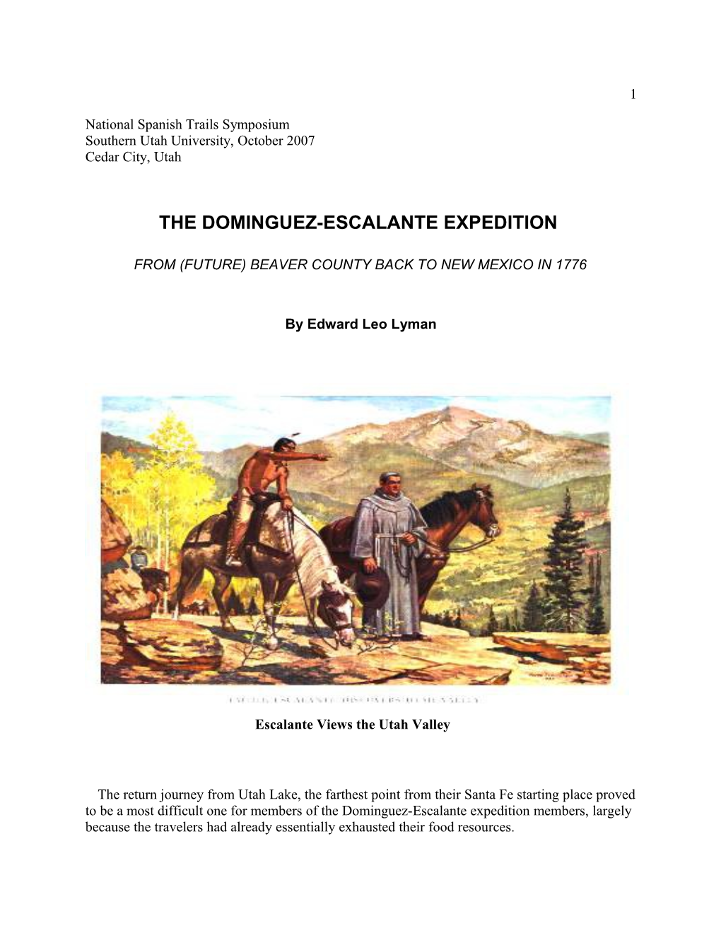 The Dominguez-Escalante Expedition