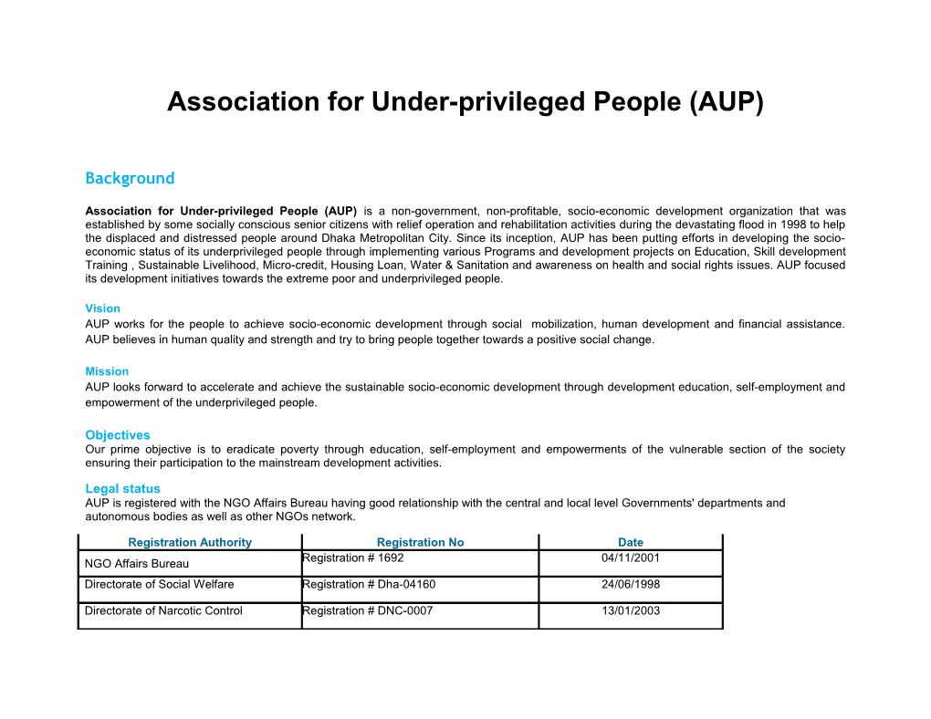 Association for Under-Privileged People (AUP)