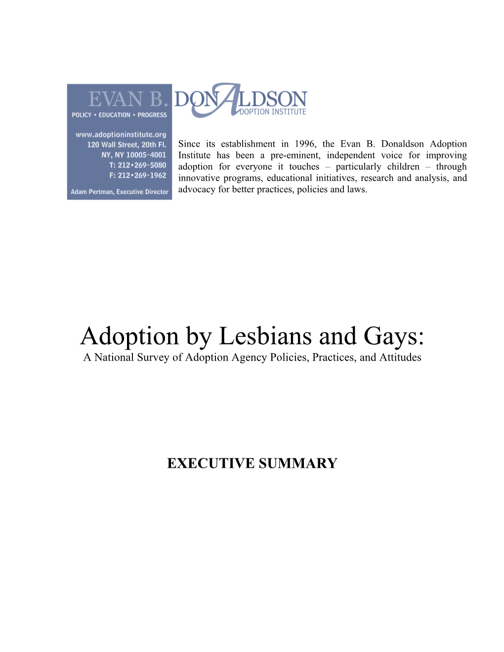 A National Survey of Adoption Agency Policies, Practices, and Attitudes