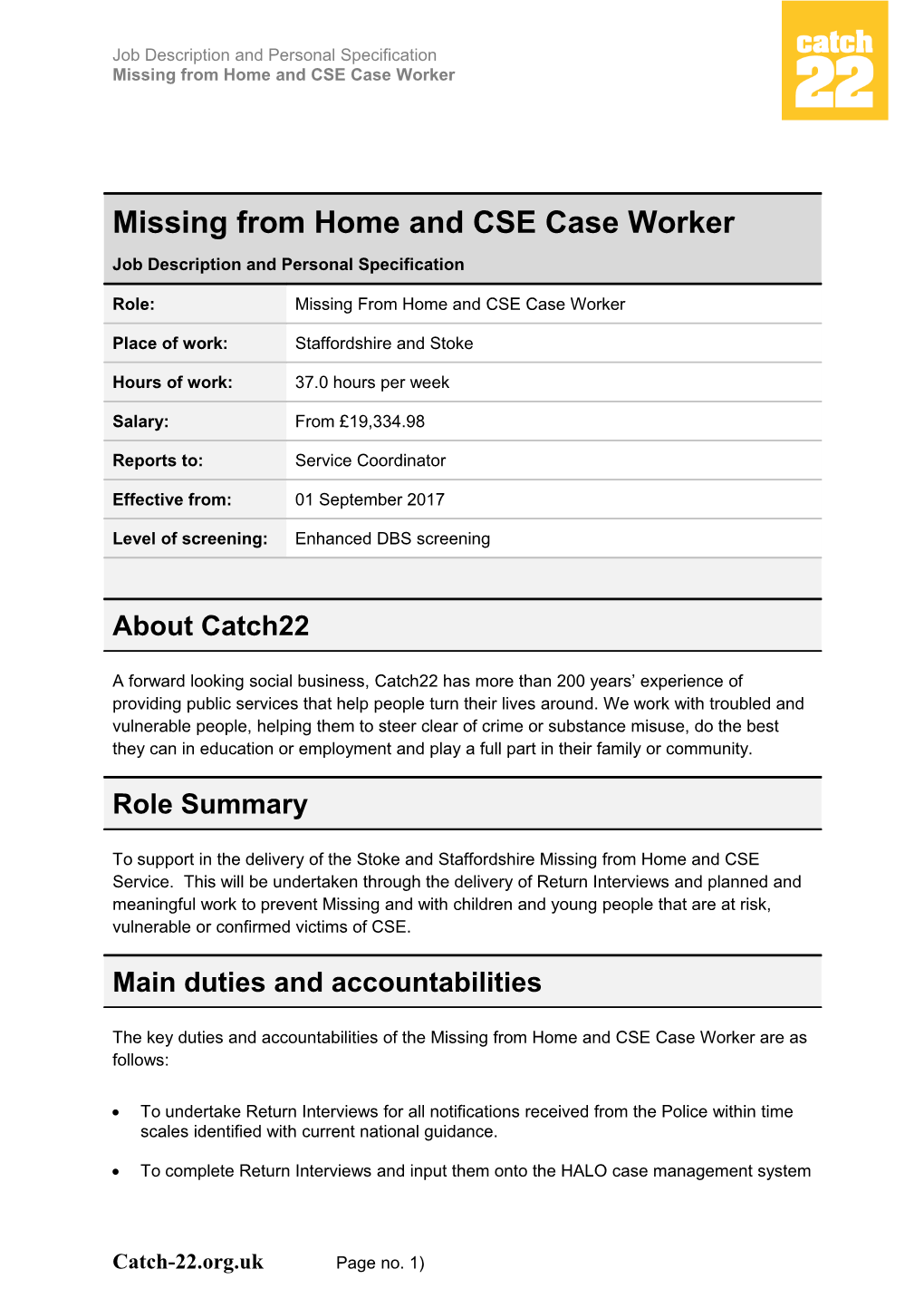 Missing from Home and CSE Case Worker