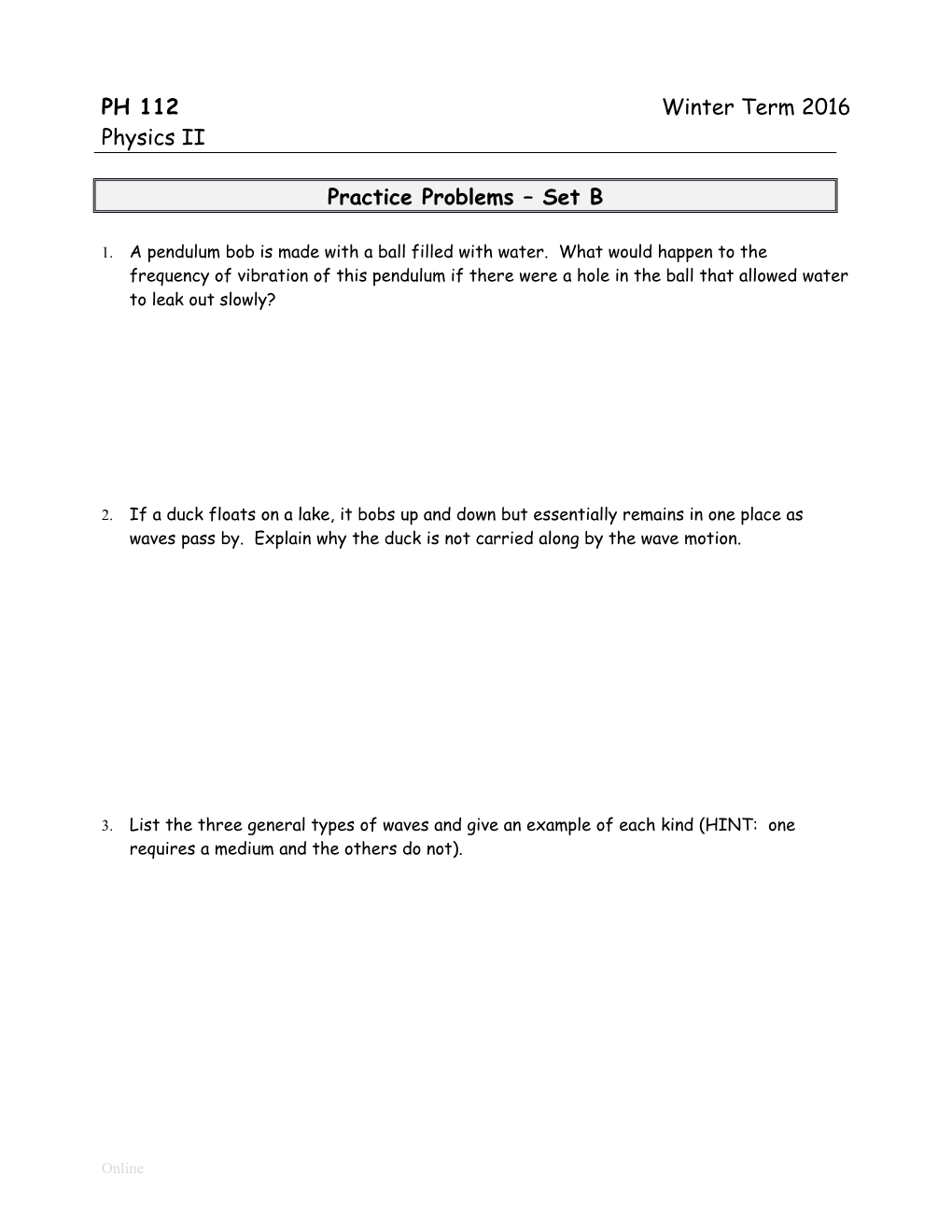 Practice Problems Set B