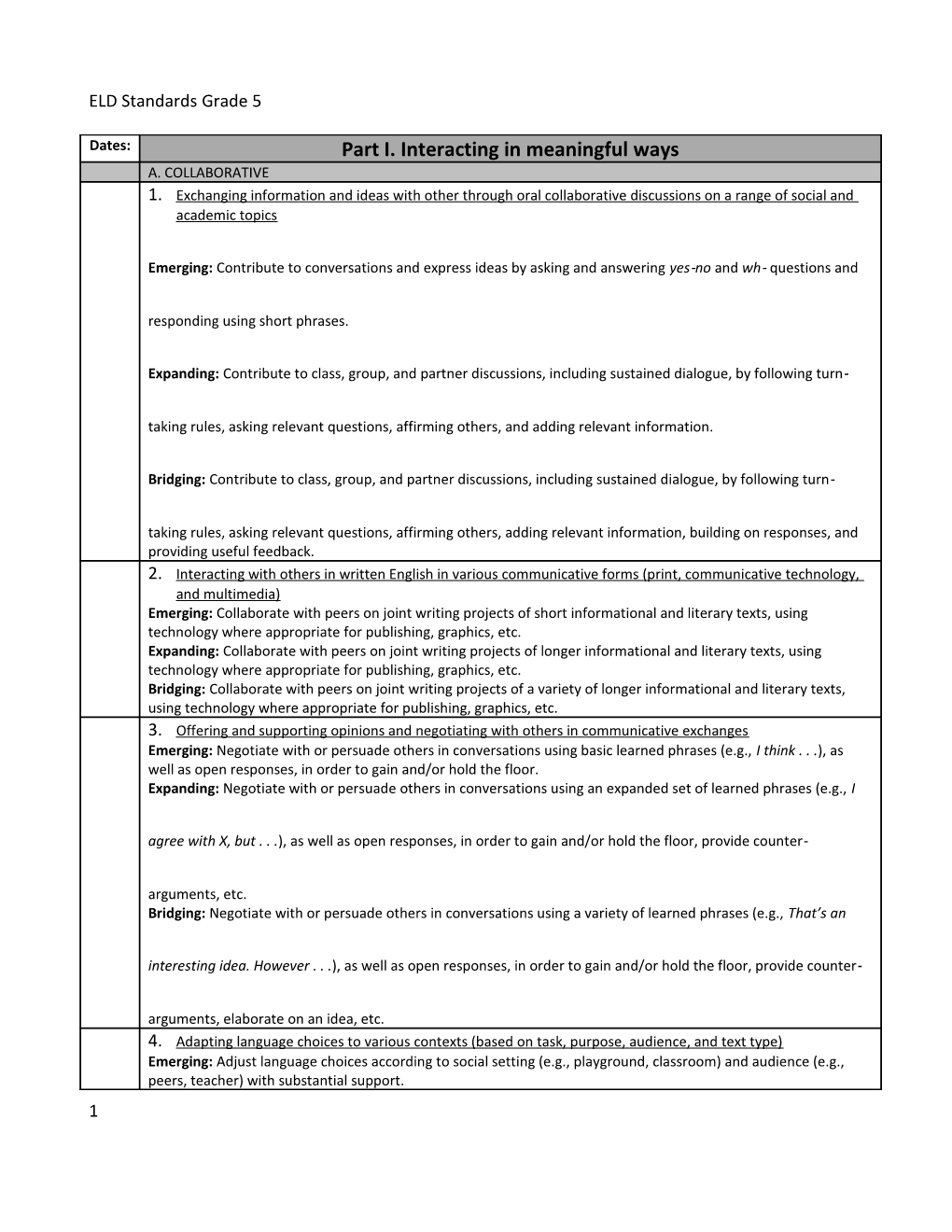 Offering and Supporting Opinions and Negotiating with Others in Communicative Exchanges