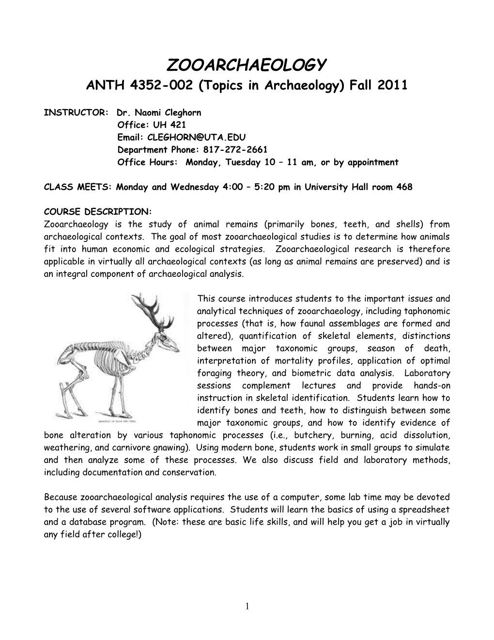 ANTH 4352-002 (Topics in Archaeology) Fall 2011
