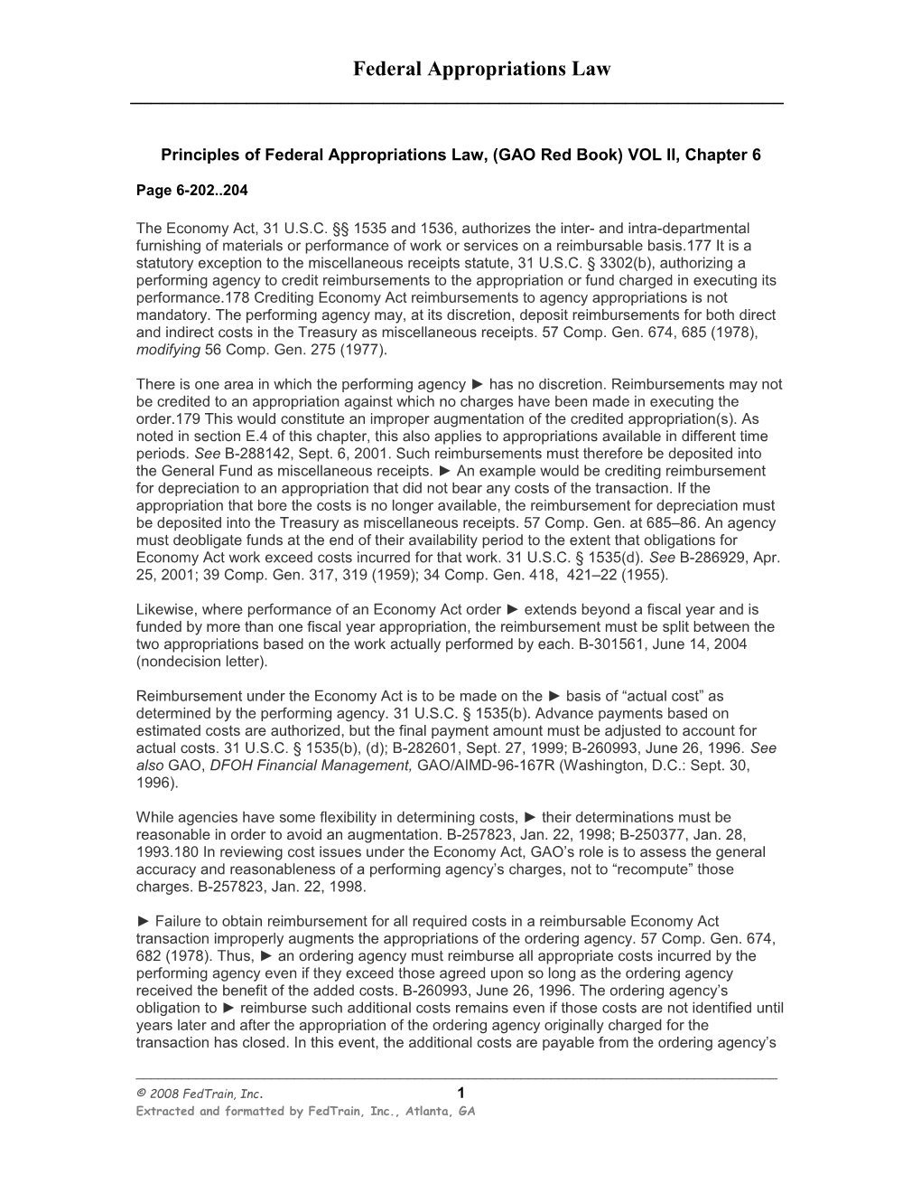 Principles of Federal Appropriations Law, (GAO Red Book) VOL II, Chapter 6