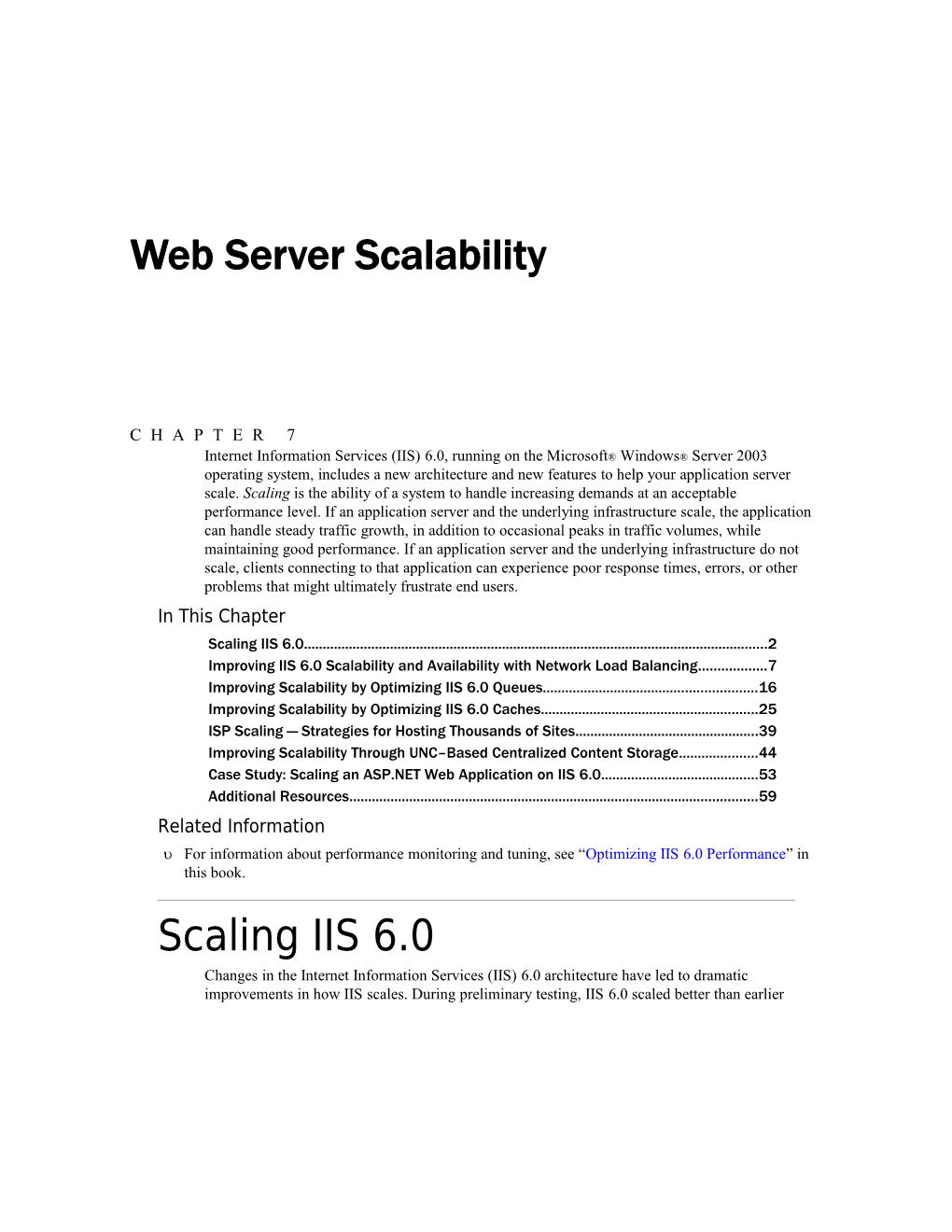 Improving Scalability by Optimizing IIS 6.0 Caches1