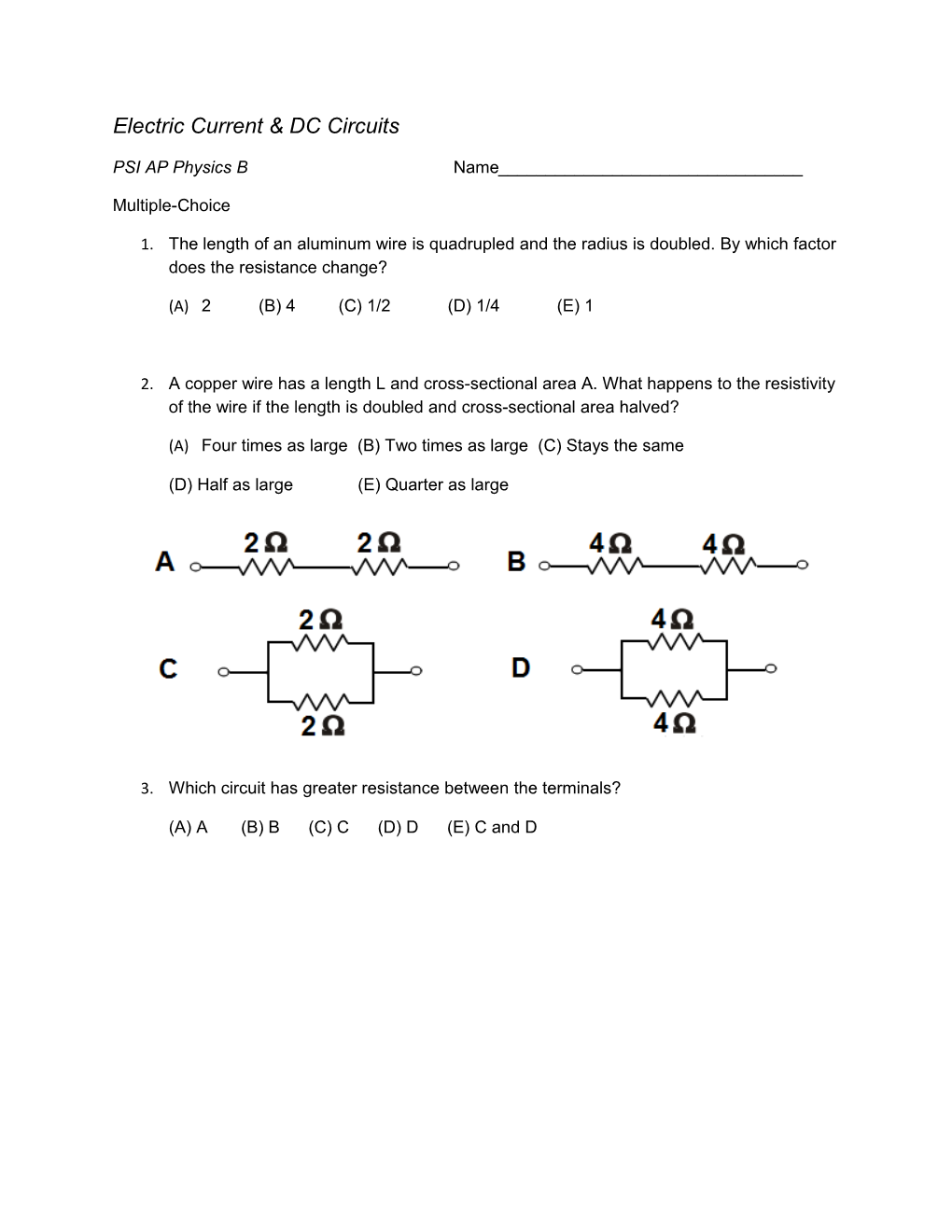 Electric Current & DC Circuits