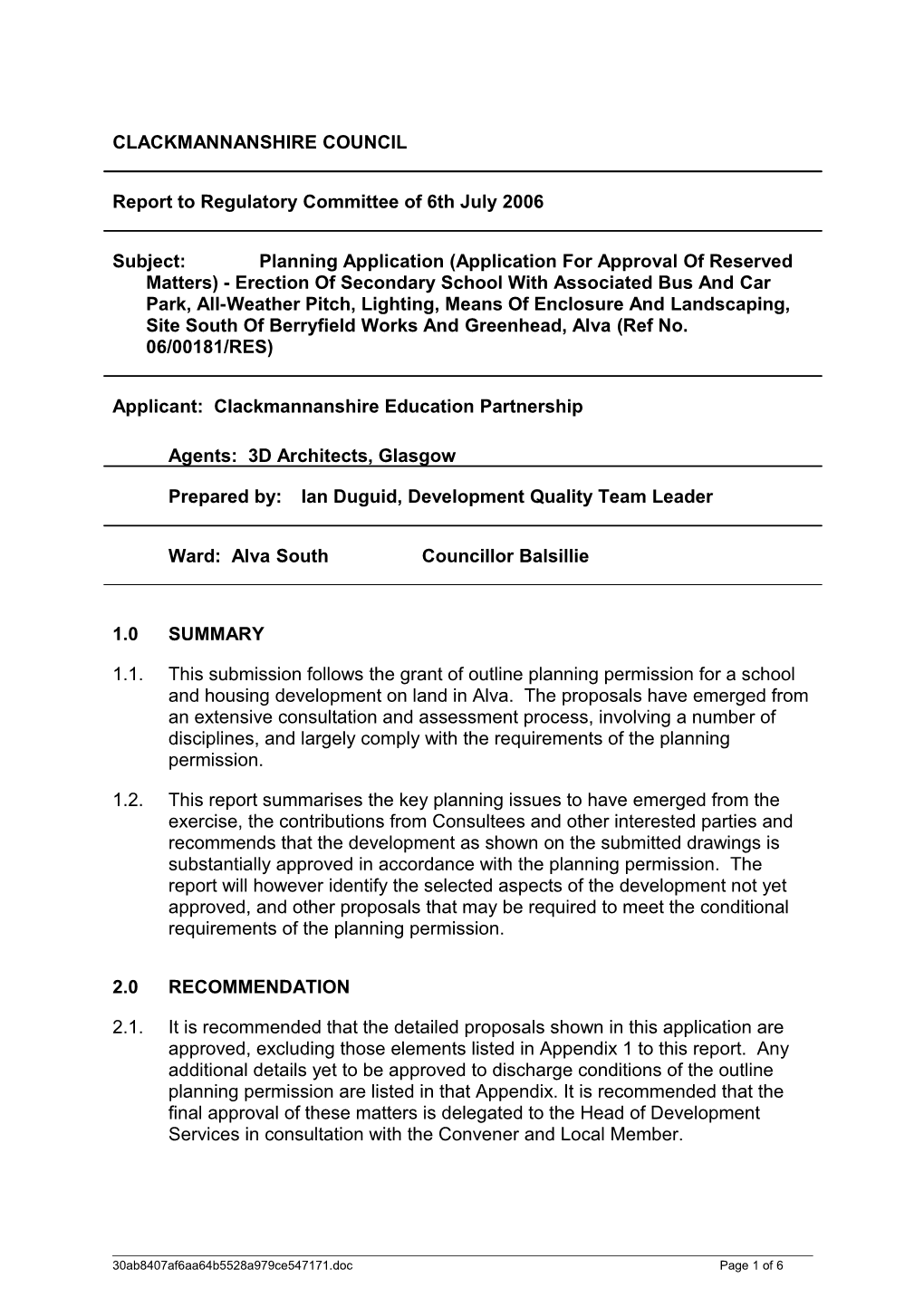 Erection of Secondary School Report